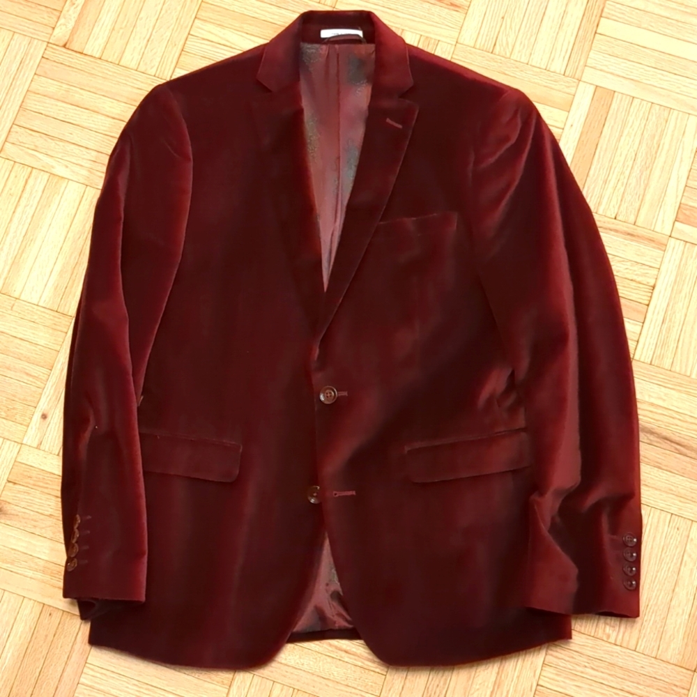 Maroon velvet blazer